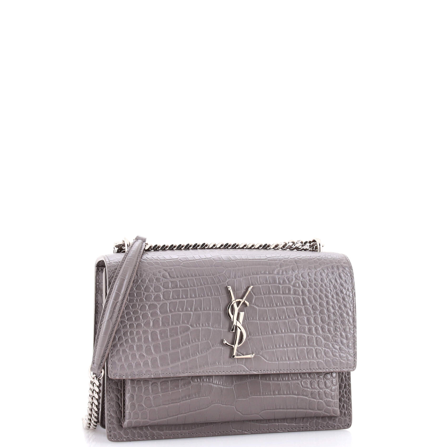 Sunset Crossbody Bag Crocodile Embossed Leather Medium