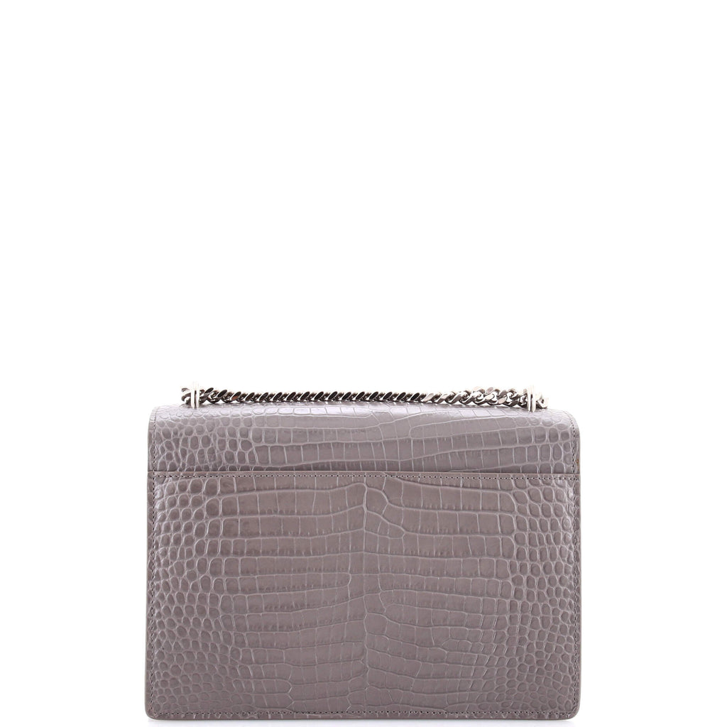 Sunset Crossbody Bag Crocodile Embossed Leather Medium