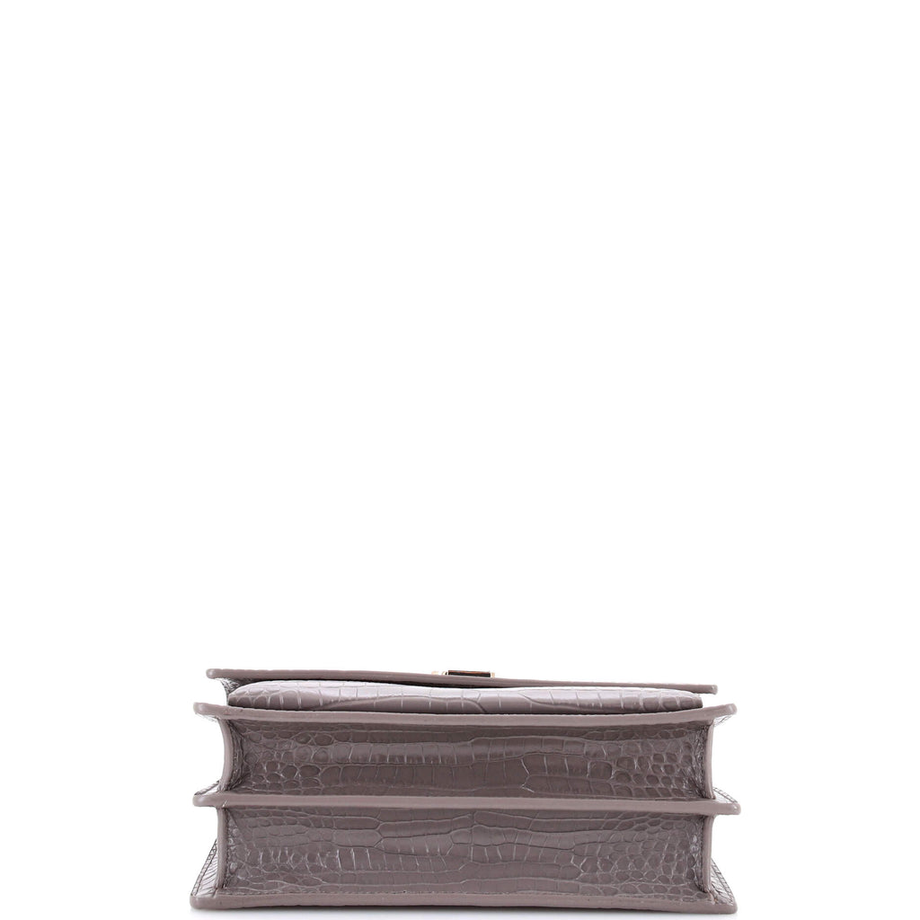 Sunset Crossbody Bag Crocodile Embossed Leather Medium
