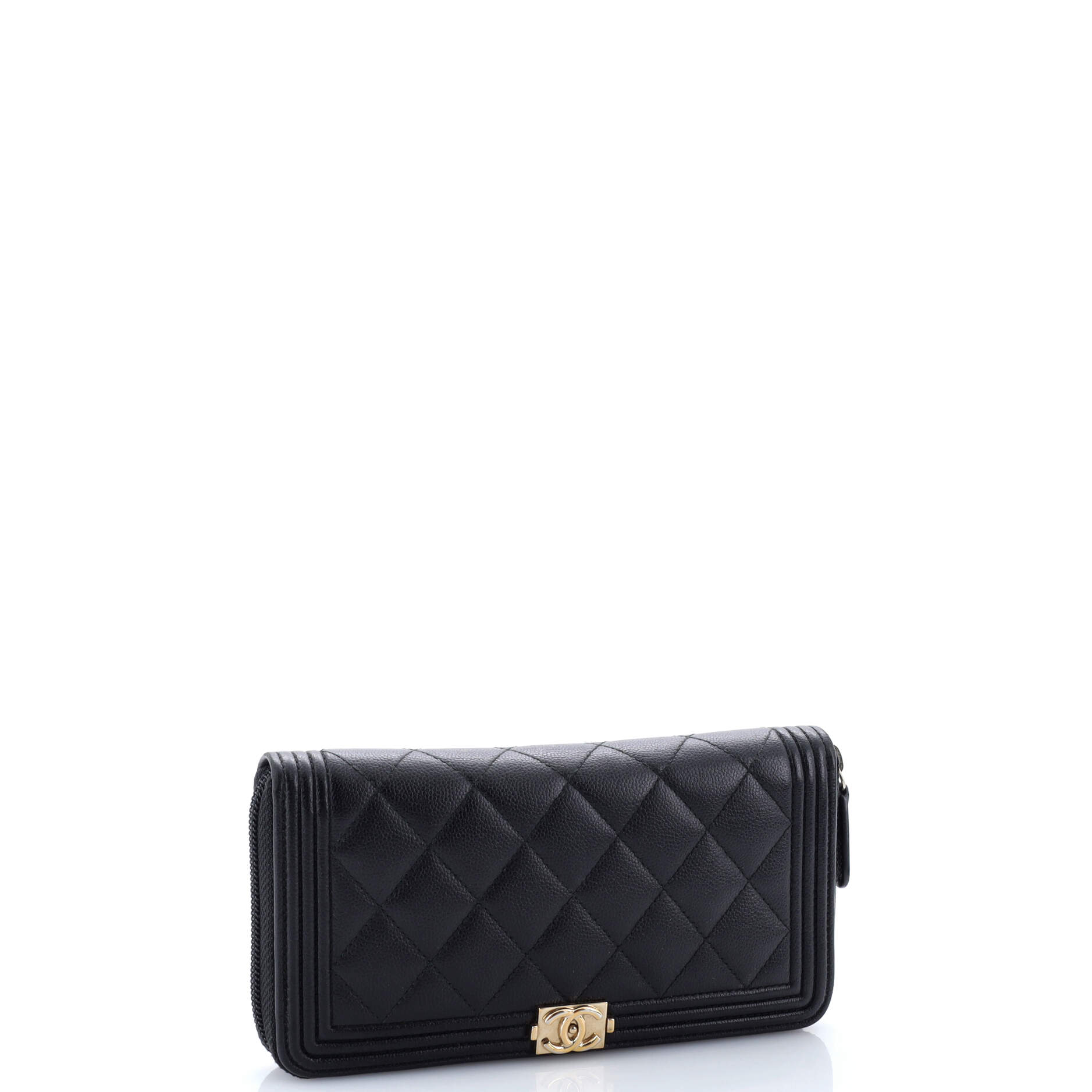 Boy Zip Around Wallet Quilted Caviar Long