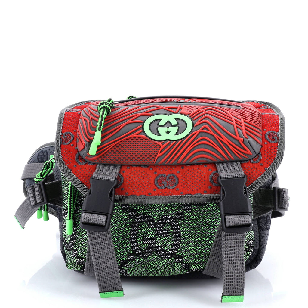 Buckle Flap Chest Strap Backpack GG Fabric with Rubber