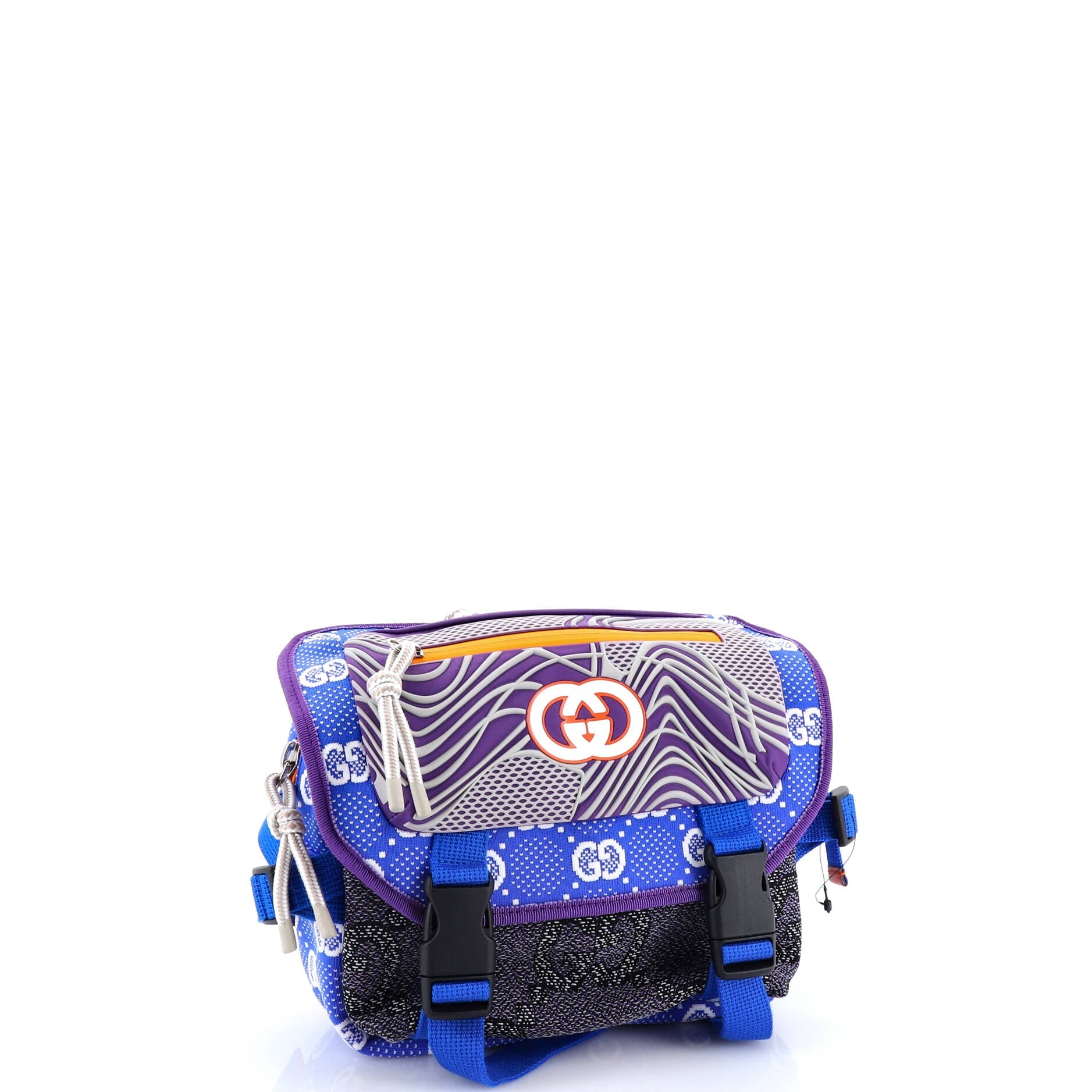Buckle Flap Chest Strap Backpack GG Fabric with Rubber