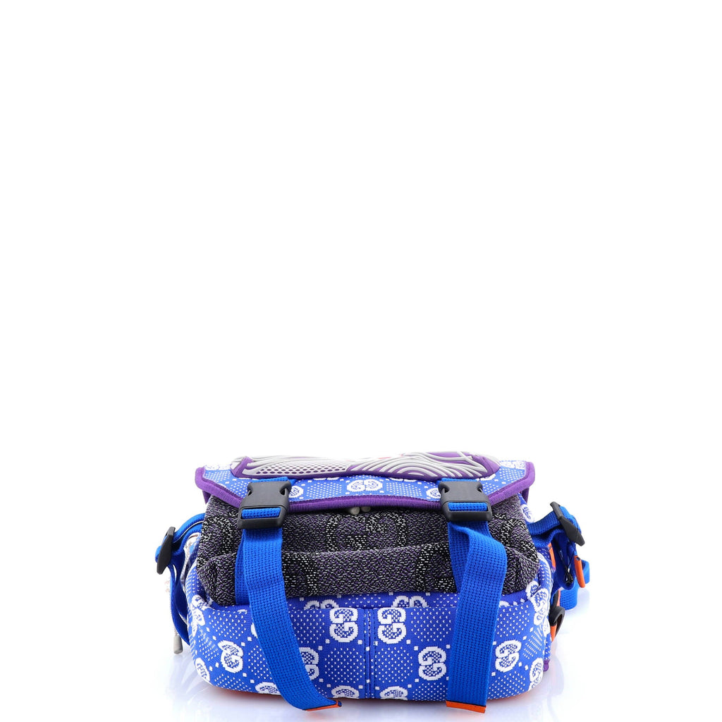 Buckle Flap Chest Strap Backpack GG Fabric with Rubber