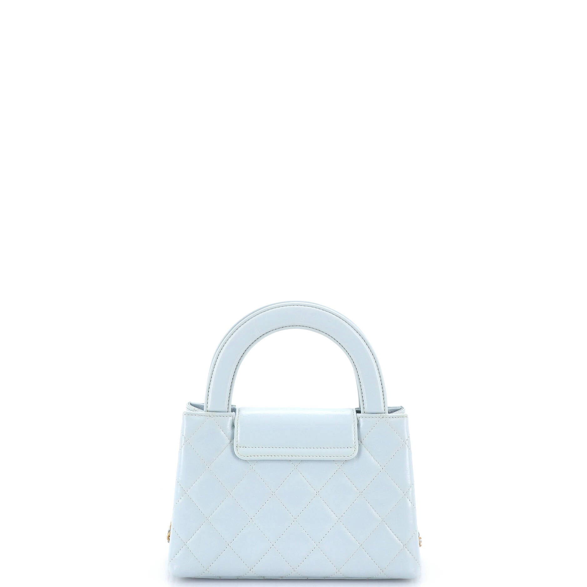 Kelly Top Handle Shopping Bag Quilted Shiny Aged Calfskin Mini