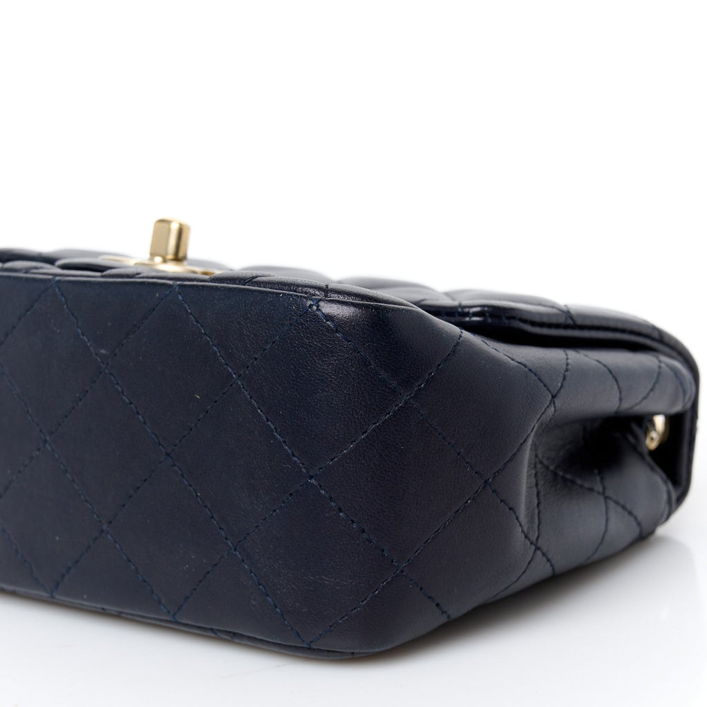 Lambskin Quilted Mini Square Flap Navy