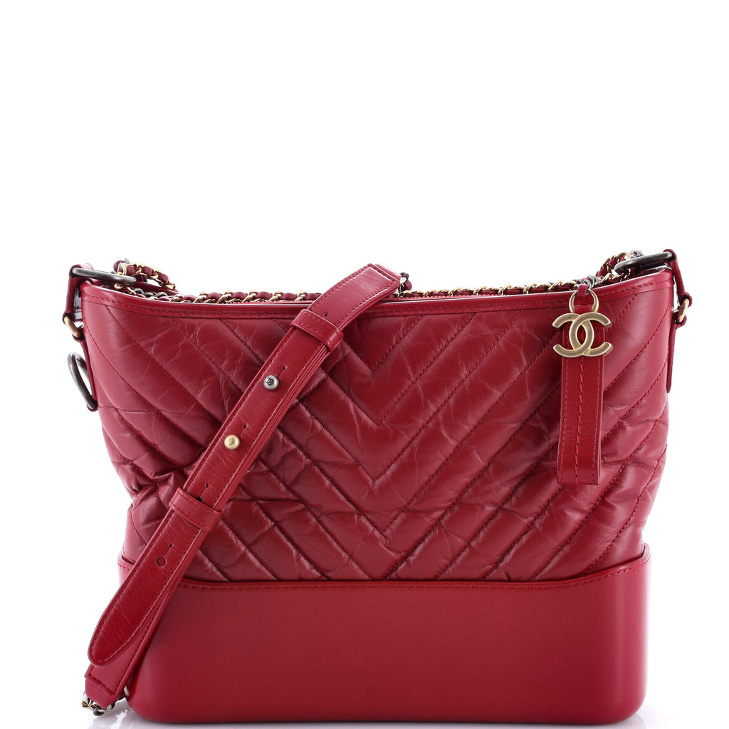 Gabrielle Hobo Chevron Aged Calfskin Medium