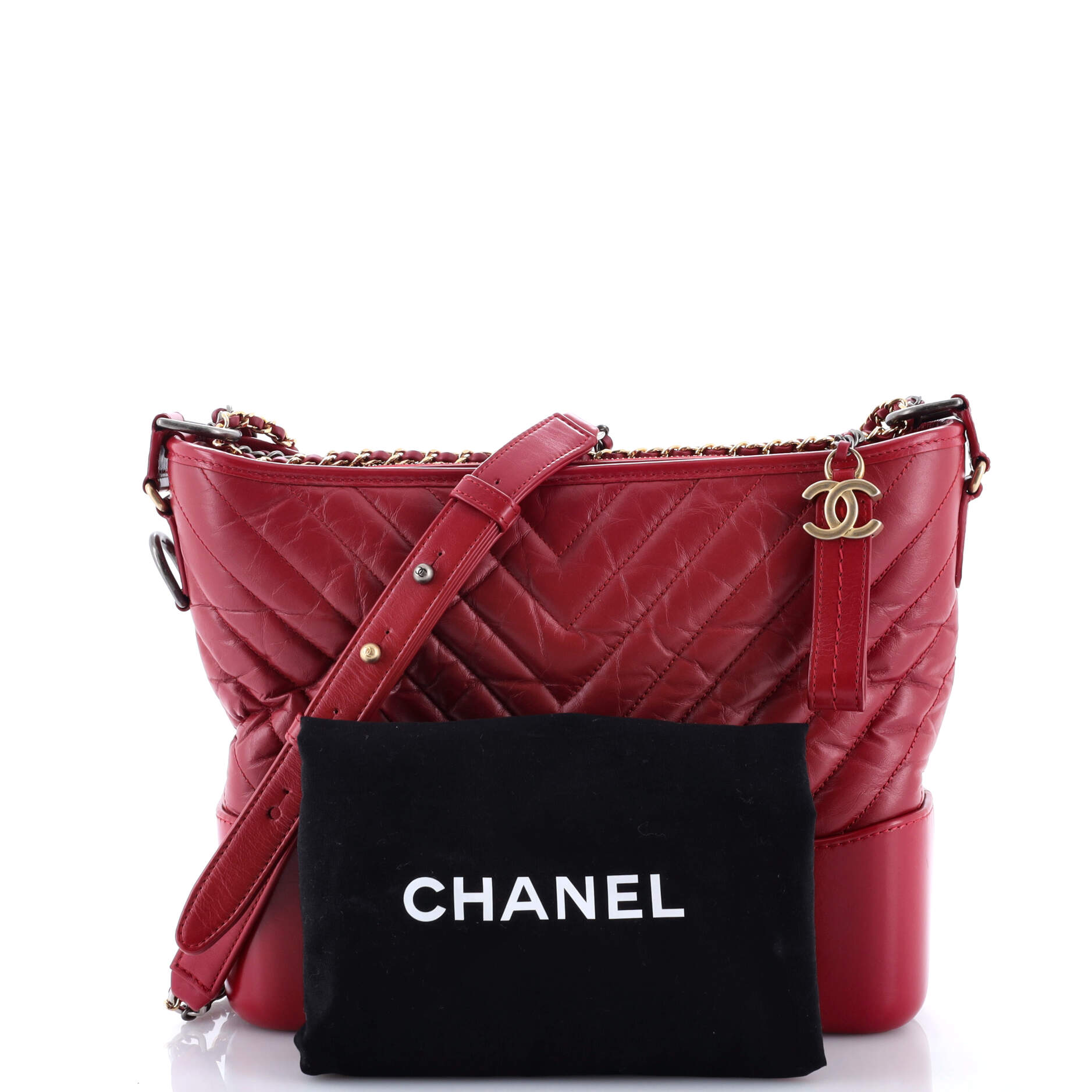 Gabrielle Hobo Chevron Aged Calfskin Medium