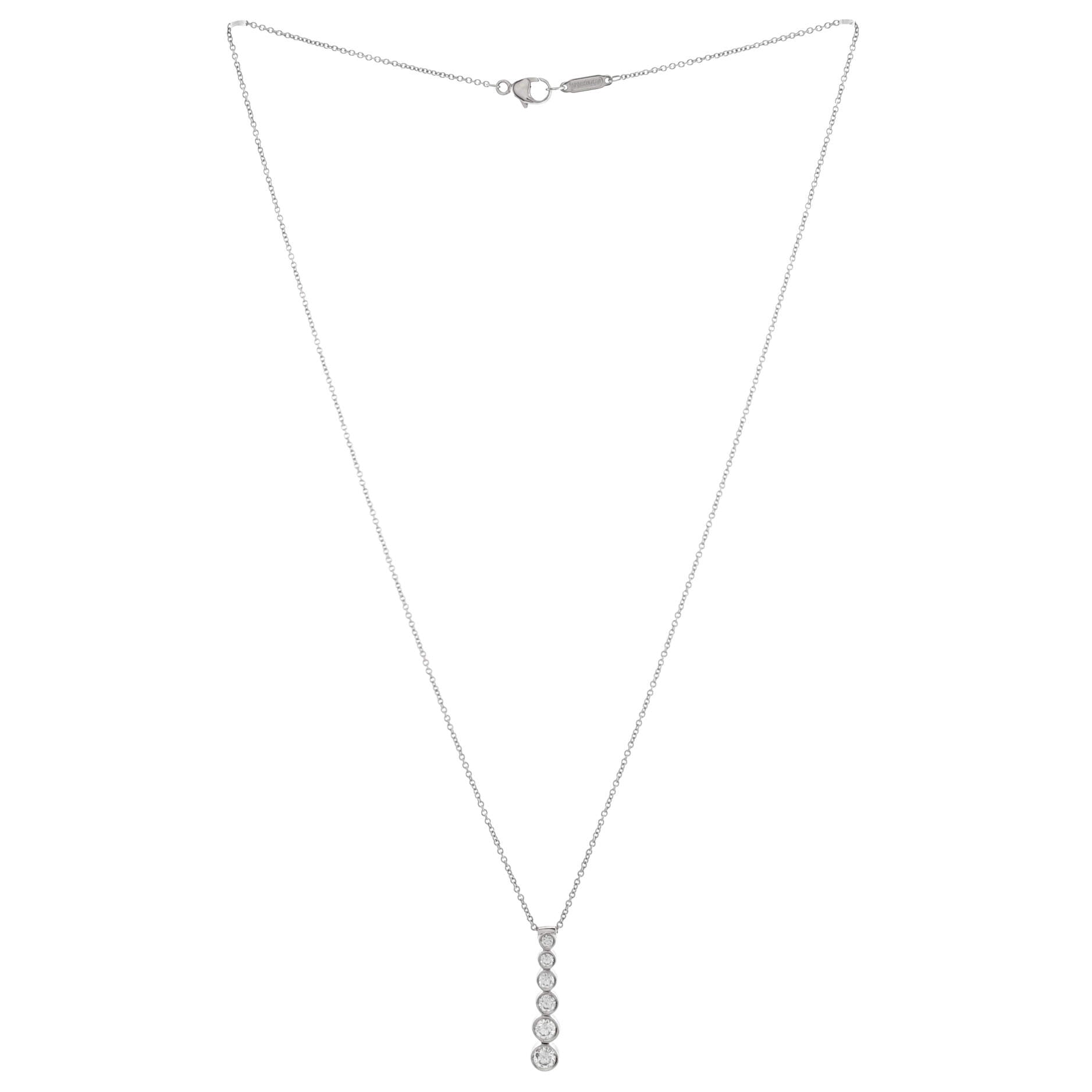 Jazz Graduated Drop Pendant Necklace Platinum and Diamonds