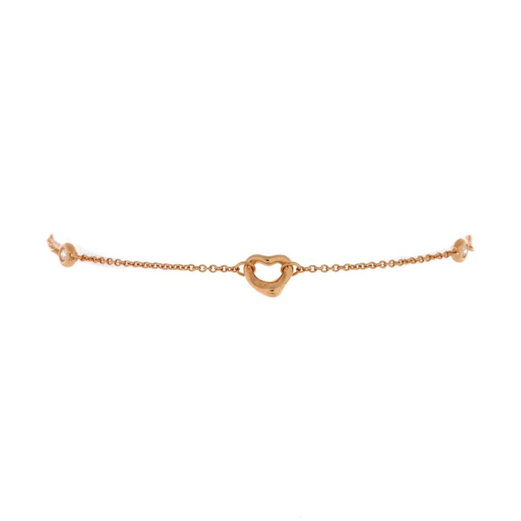 Elsa Peretti Diamonds by the Yard Open Heart Bracelet 18K Rose Gold with Diamonds