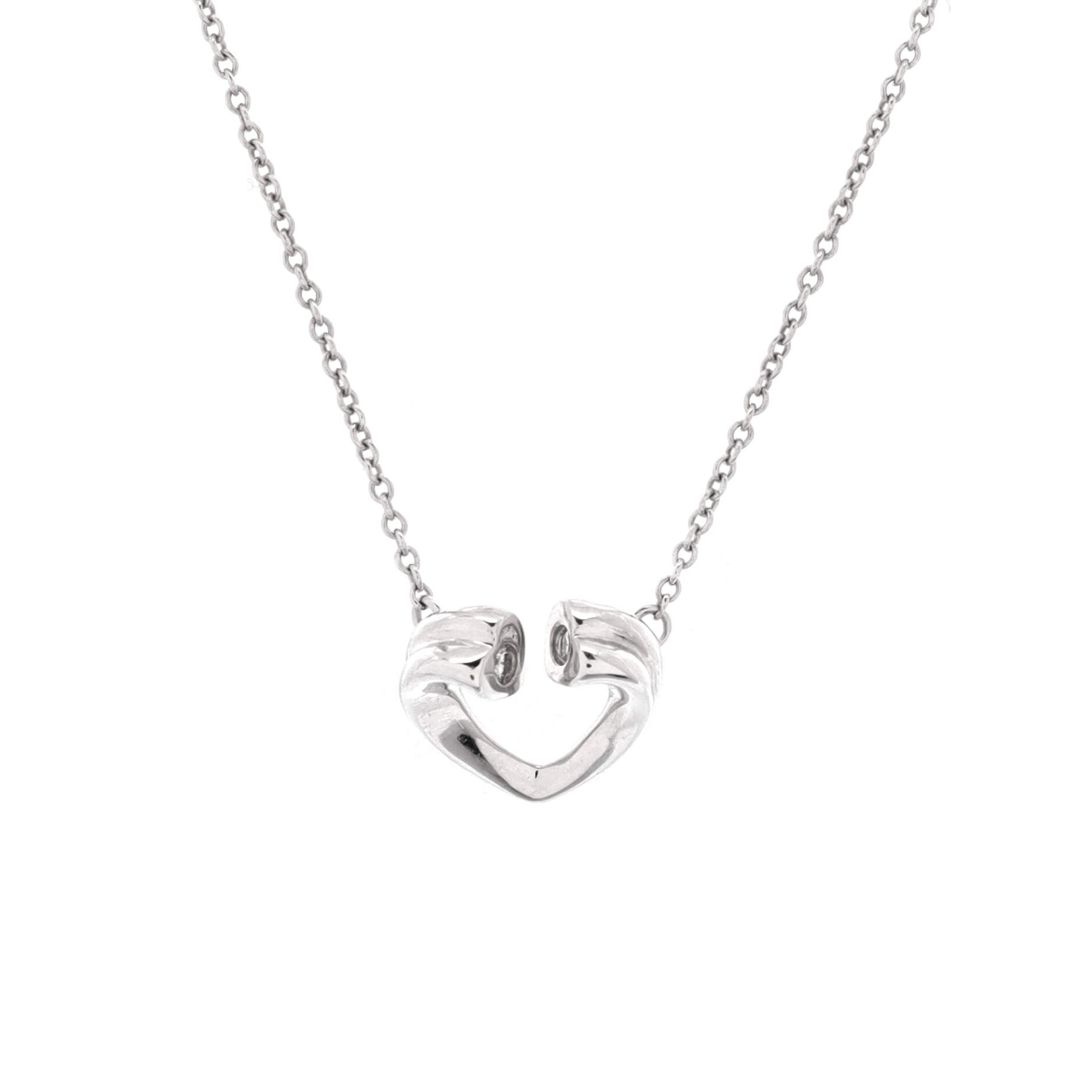 Paloma Picasso Tenderness Heart Pendant Necklace 18K White Gold with Diamonds Small