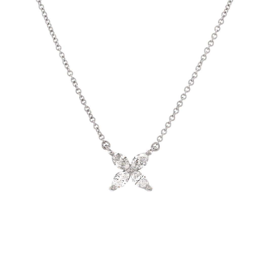 Victoria Pendant Necklace Platinum with Diamonds Medium