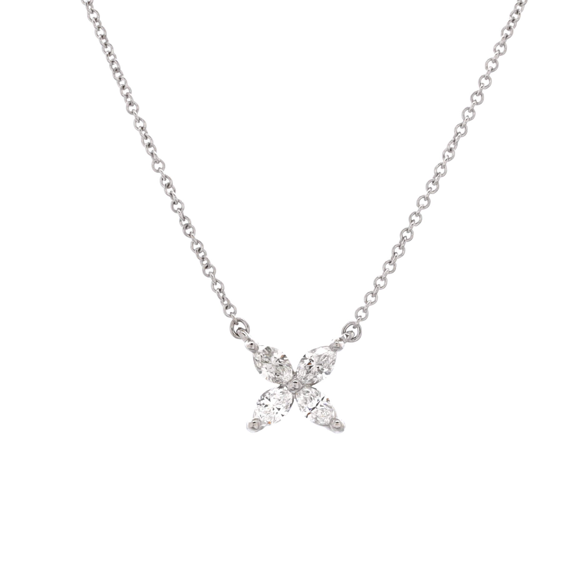 Victoria Pendant Necklace Platinum with Diamonds Medium