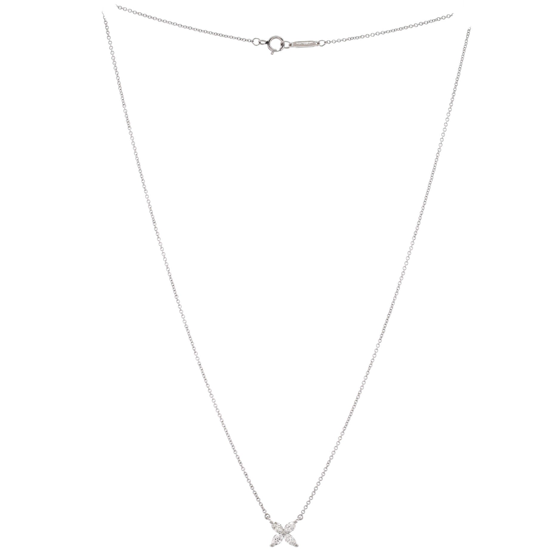 Victoria Pendant Necklace Platinum with Diamonds Medium