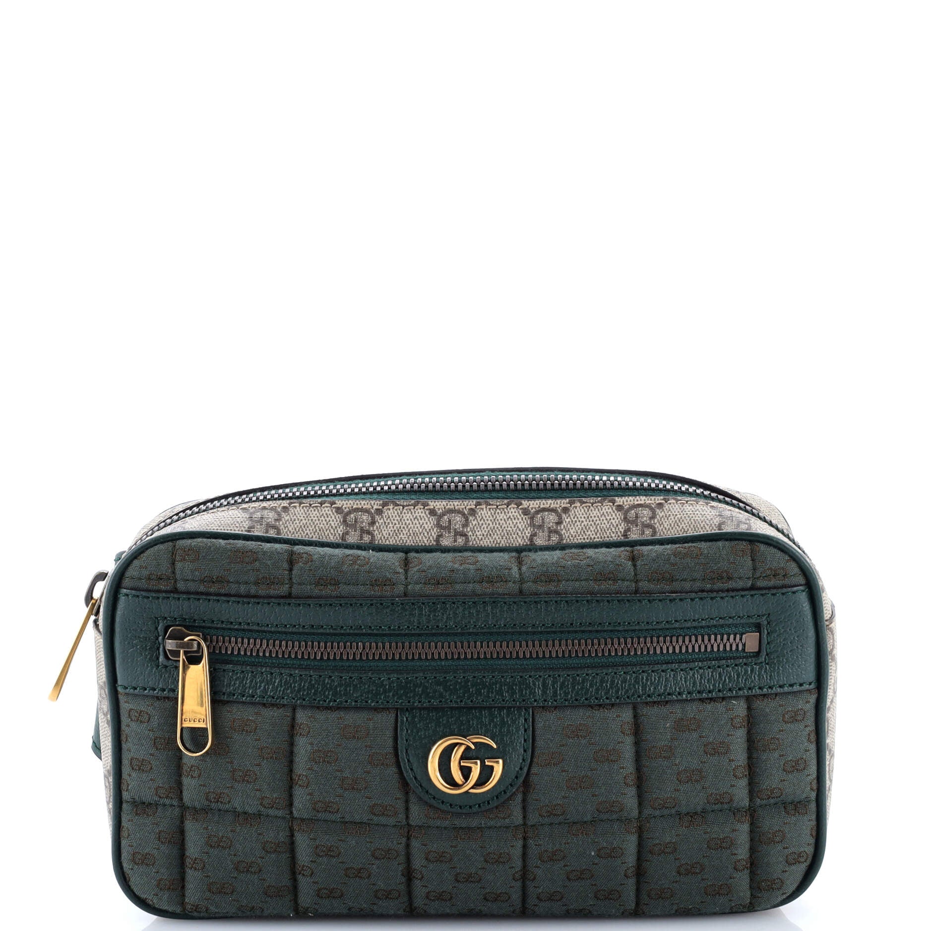 Front Zip Belt Bag GG Coated Canvas and Quilted Mini GG Canvas Medium