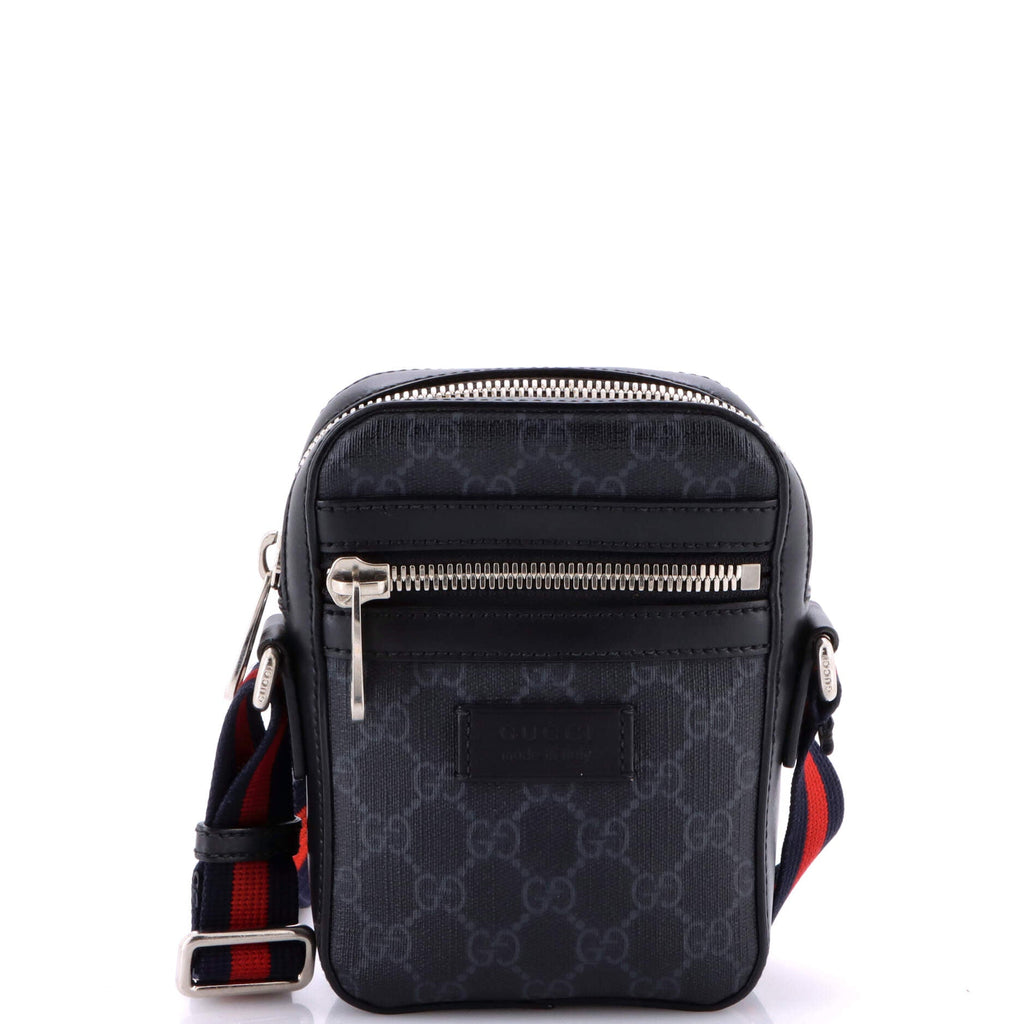 Web Strap Front Zip Messenger Bag GG Coated Canvas Mini