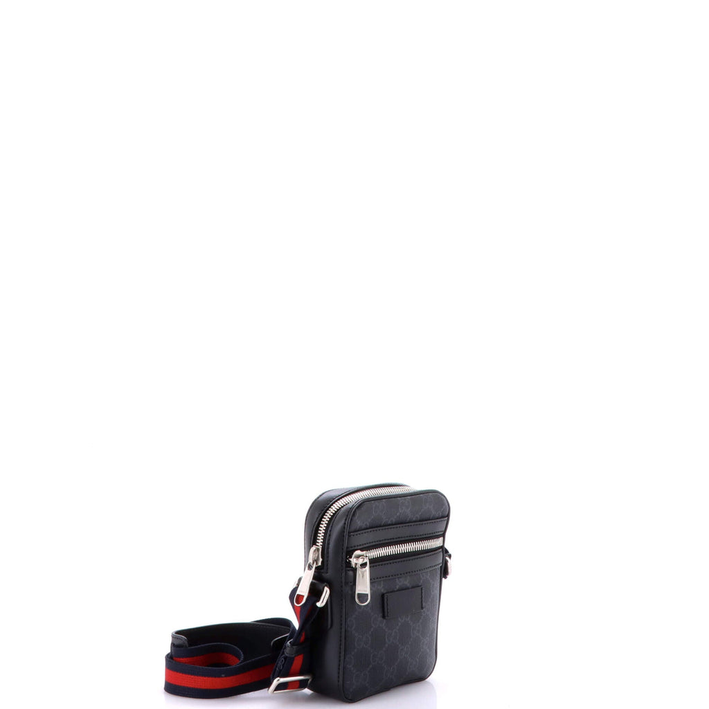Web Strap Front Zip Messenger Bag GG Coated Canvas Mini