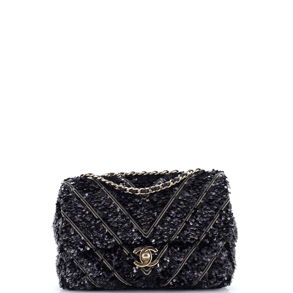 CC Flap Bag Chevron Sequins Mini