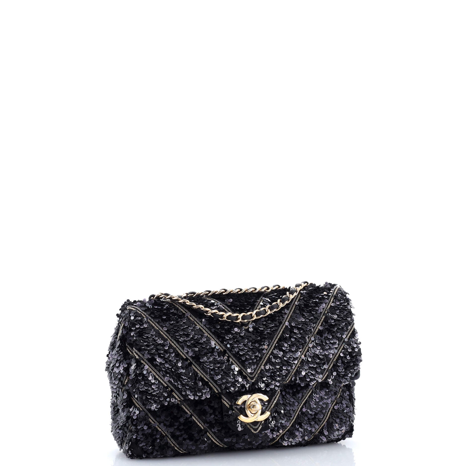 CC Flap Bag Chevron Sequins Mini