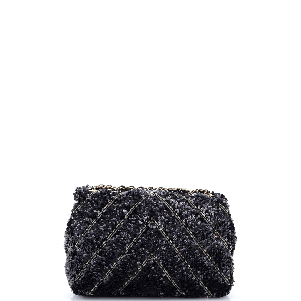 CC Flap Bag Chevron Sequins Mini