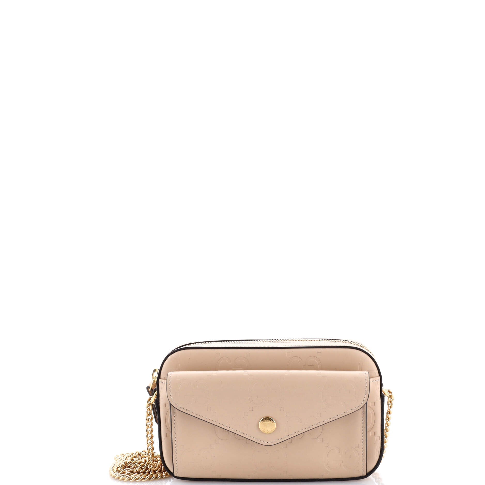 Front Pocket Chain Shoulder Bag Jumbo GG Embossed Leather Super Mini