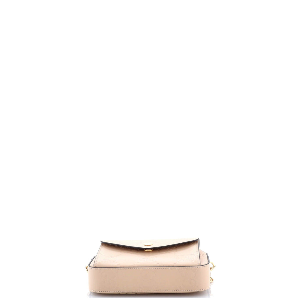 Front Pocket Chain Shoulder Bag Jumbo GG Embossed Leather Super Mini