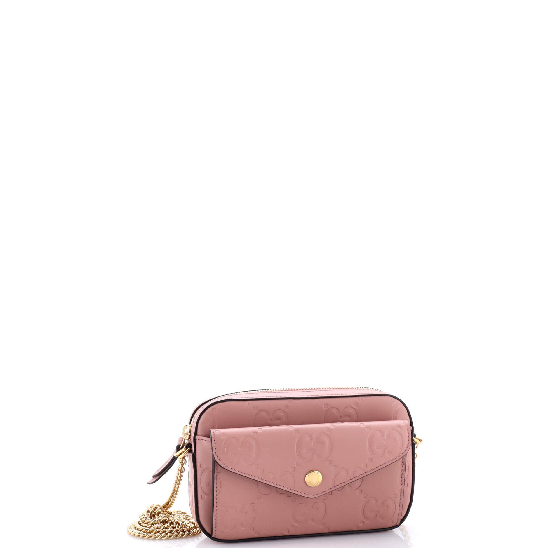 Front Pocket Chain Shoulder Bag Jumbo GG Embossed Leather Super Mini