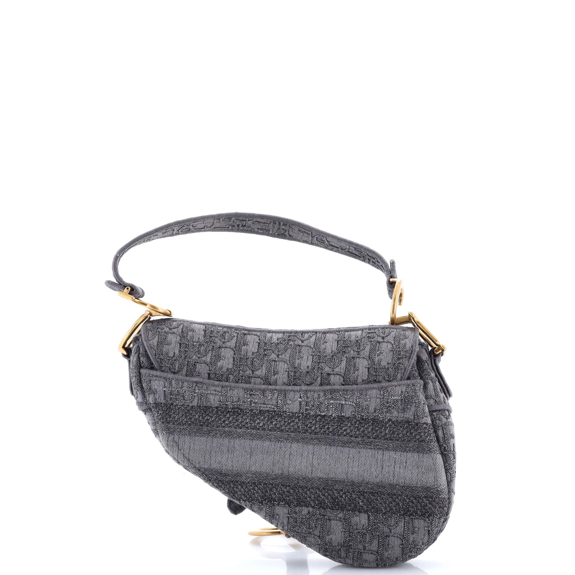 Saddle Handbag Logo Embroidered Oblique Canvas Medium