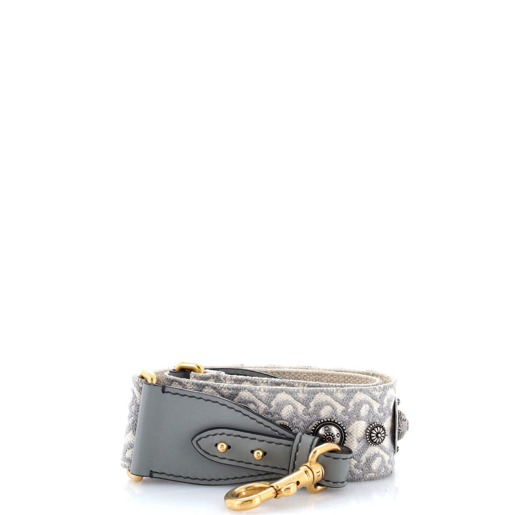 Shoulder Strap Embellished Oblique Canvas