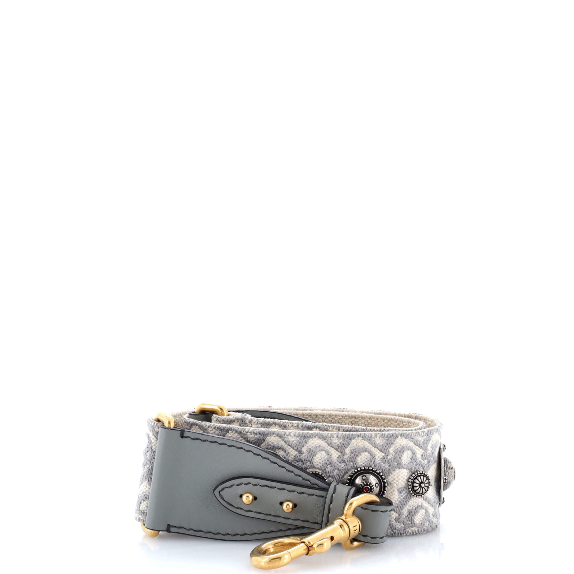 Shoulder Strap Embellished Oblique Canvas
