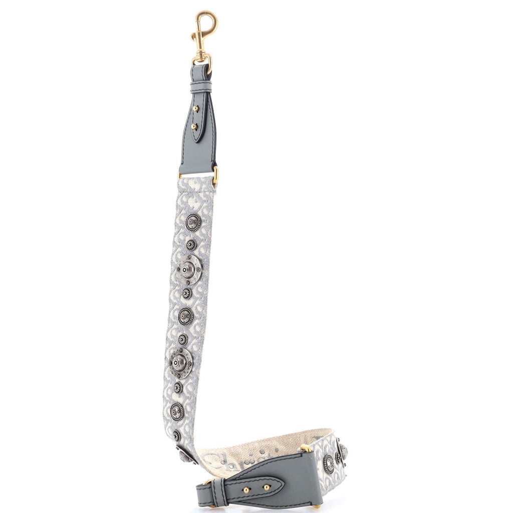 Shoulder Strap Embellished Oblique Canvas