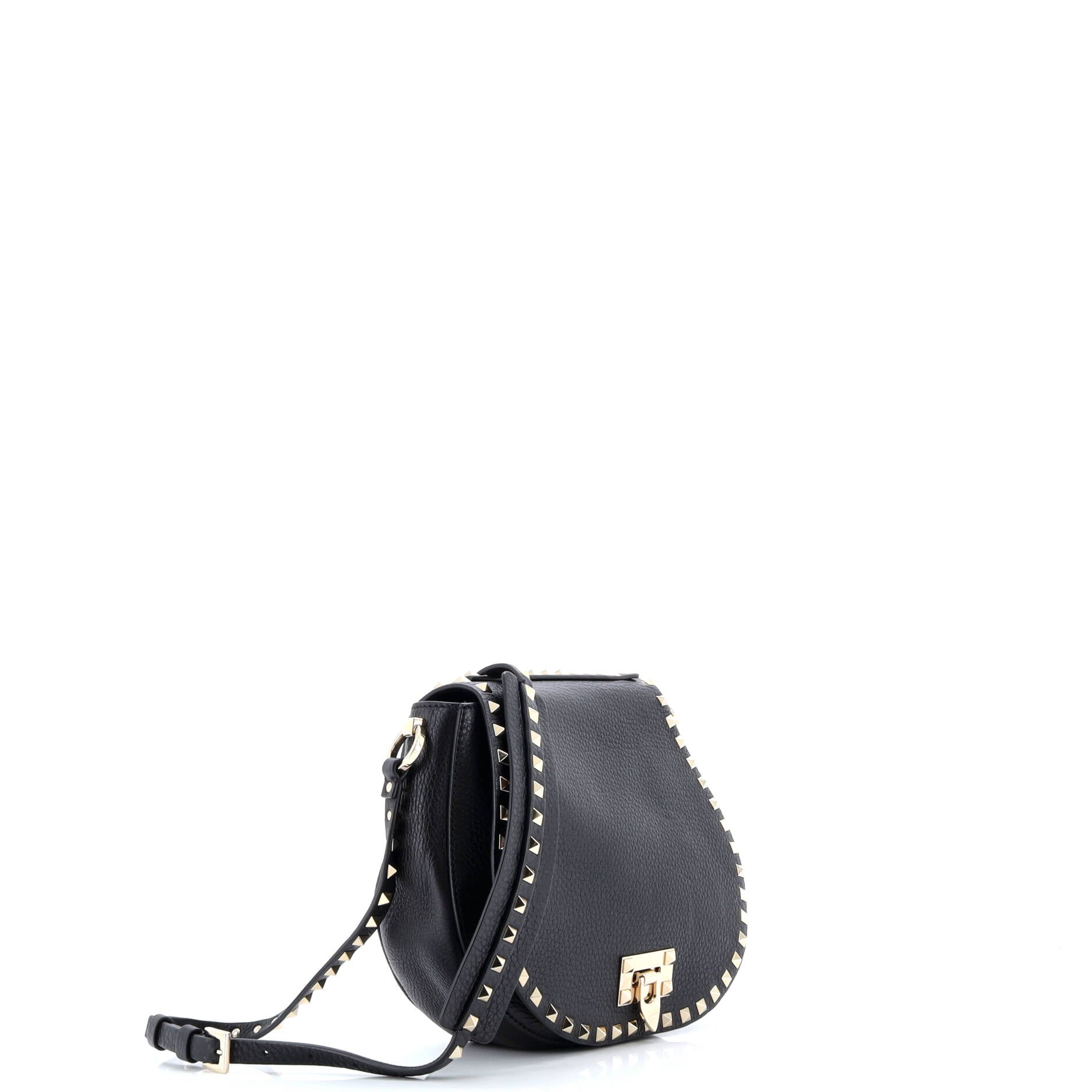 Rockstud Flip Lock Saddle Bag Leather Small