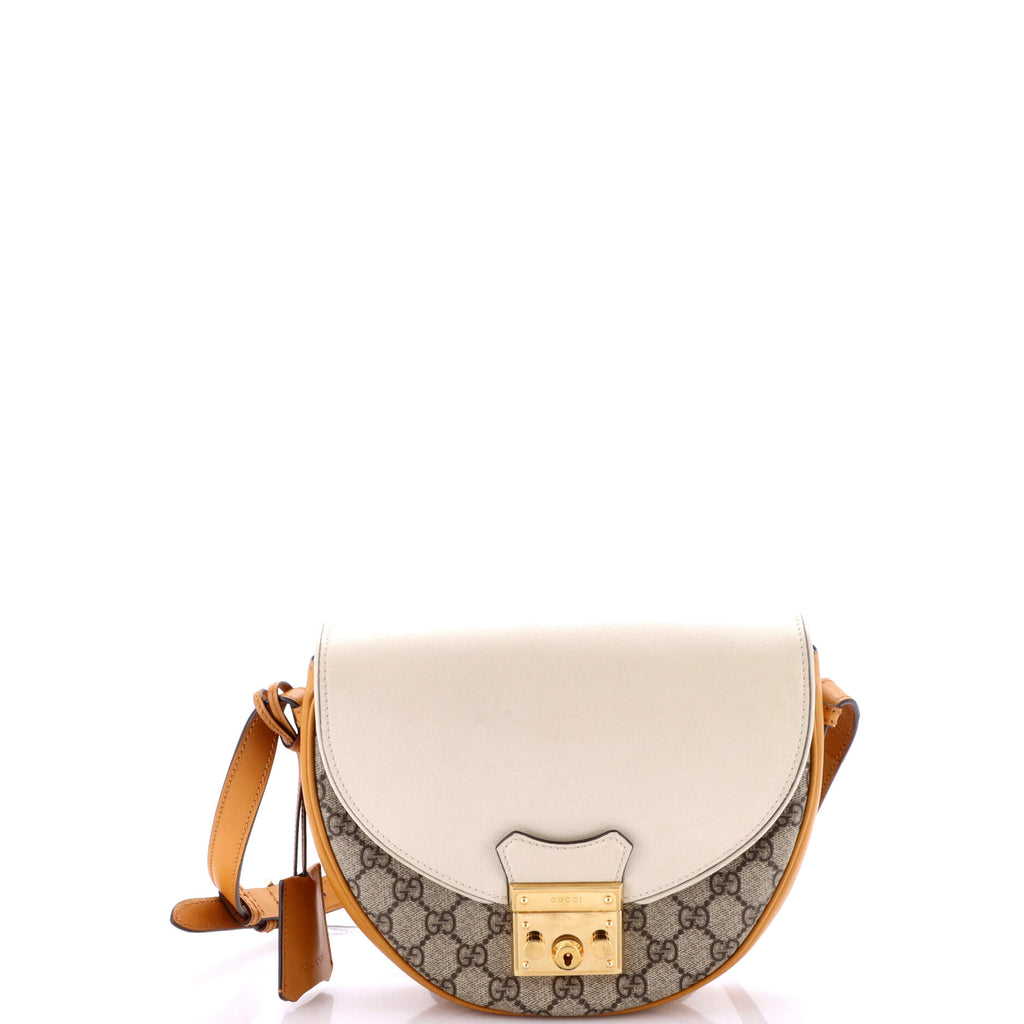 Padlock Saddle Shoulder Bag GG Coated Canvas and Leather Small