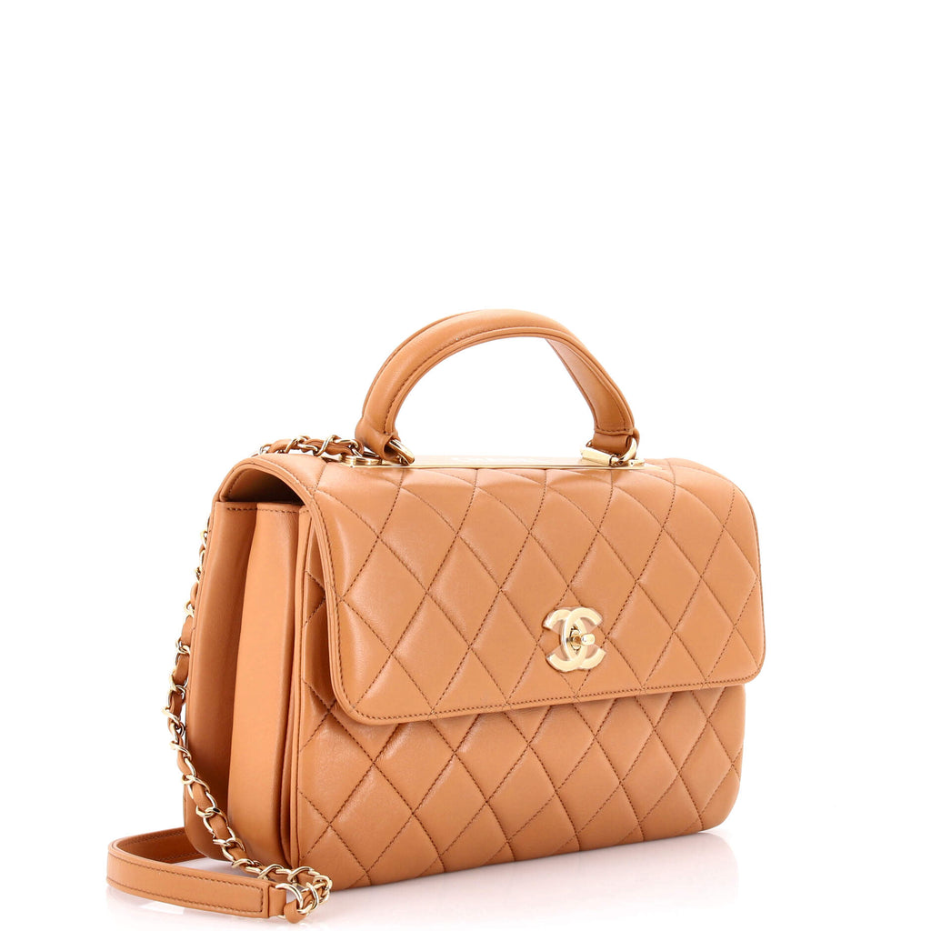 Trendy CC Top Handle Bag Quilted Lambskin Medium