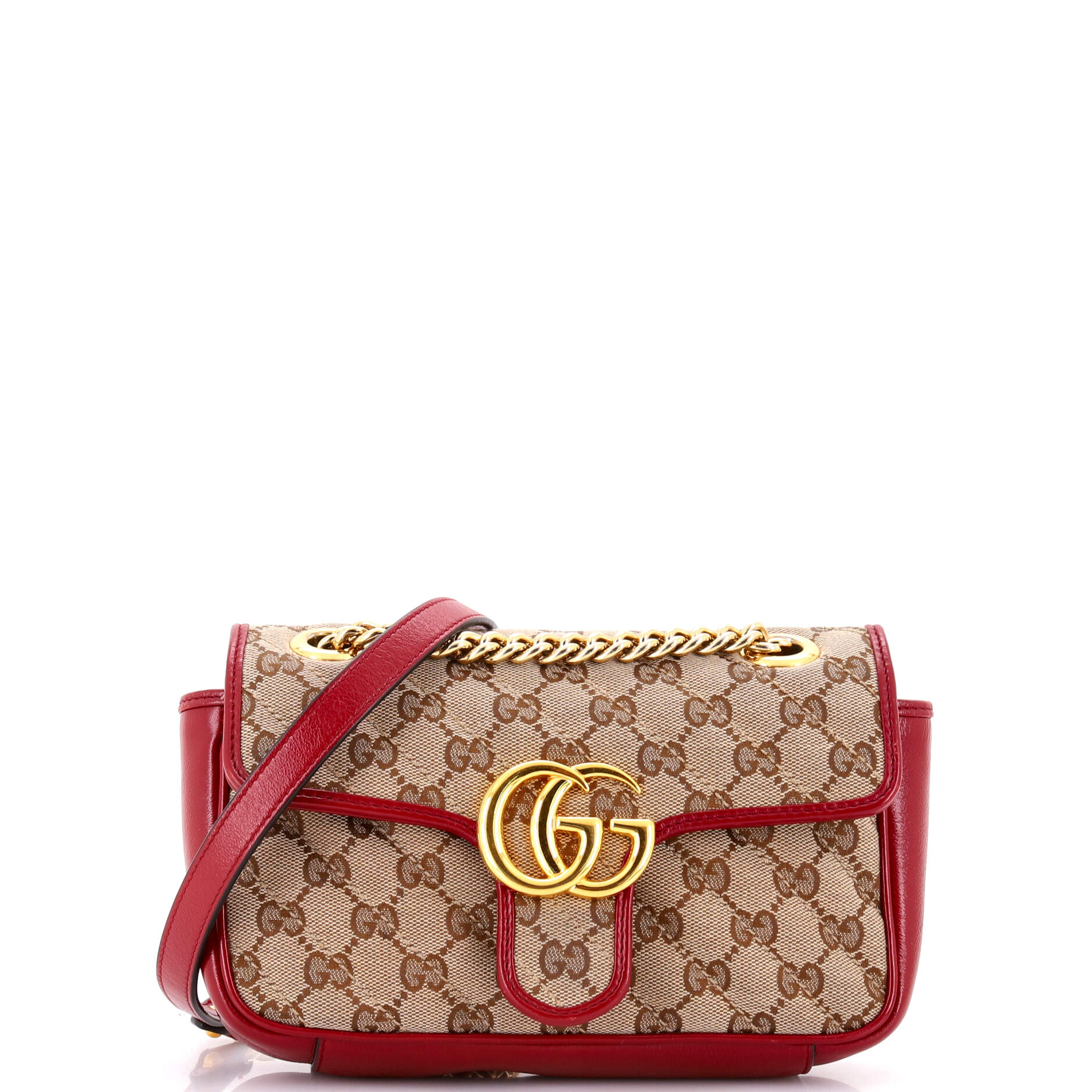 GG Marmont Flap Bag Diagonal Quilted GG Canvas with Leather Mini