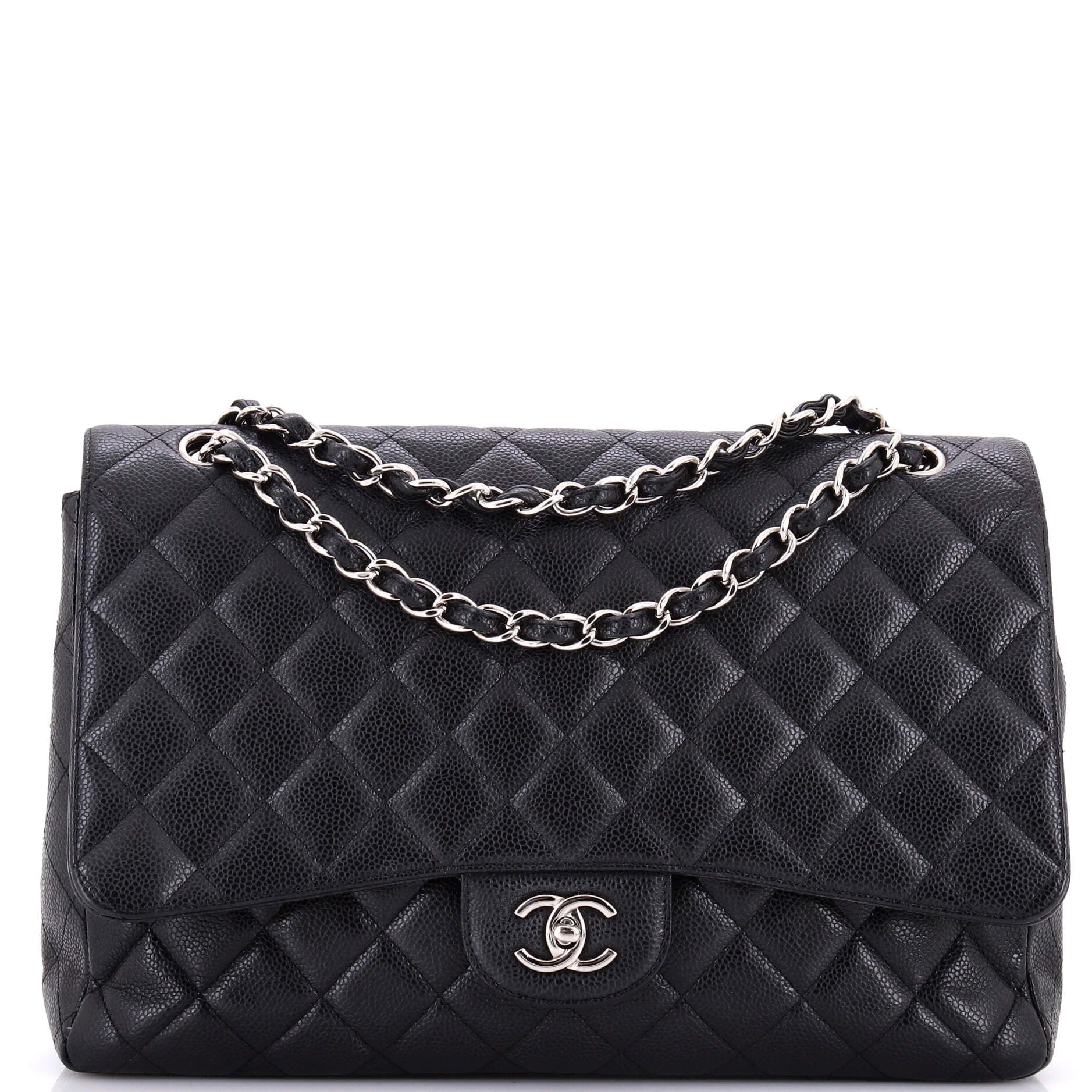 Classic Single Flap Bag Quilted Caviar Maxi