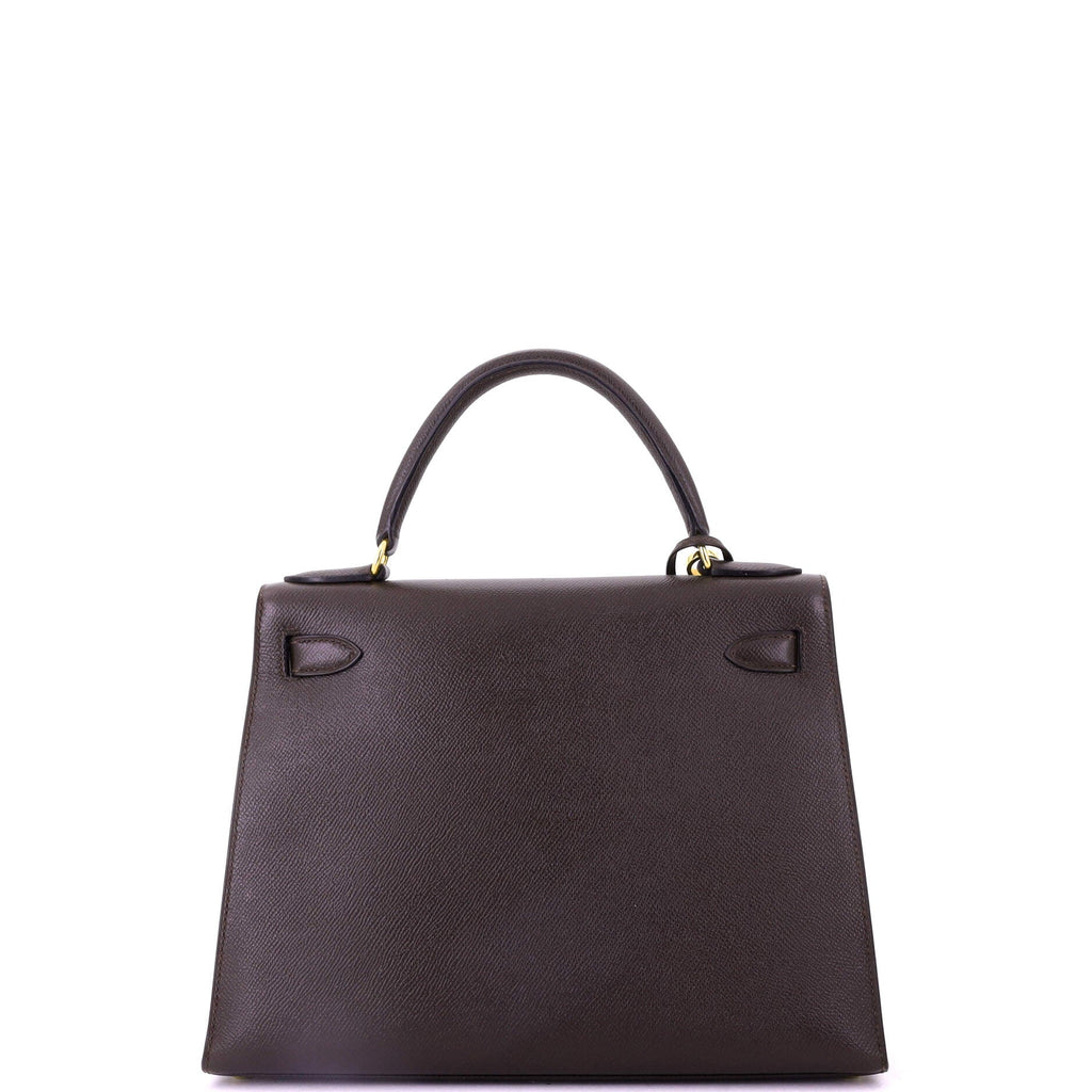 Kelly Handbag Ebene Courchevel with Gold Hardware 28