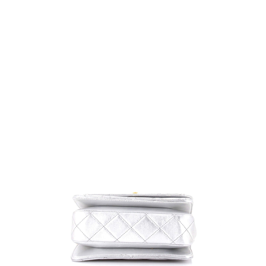 Logo Links Top Handle Flap Bag Quilted Calfskin Mini