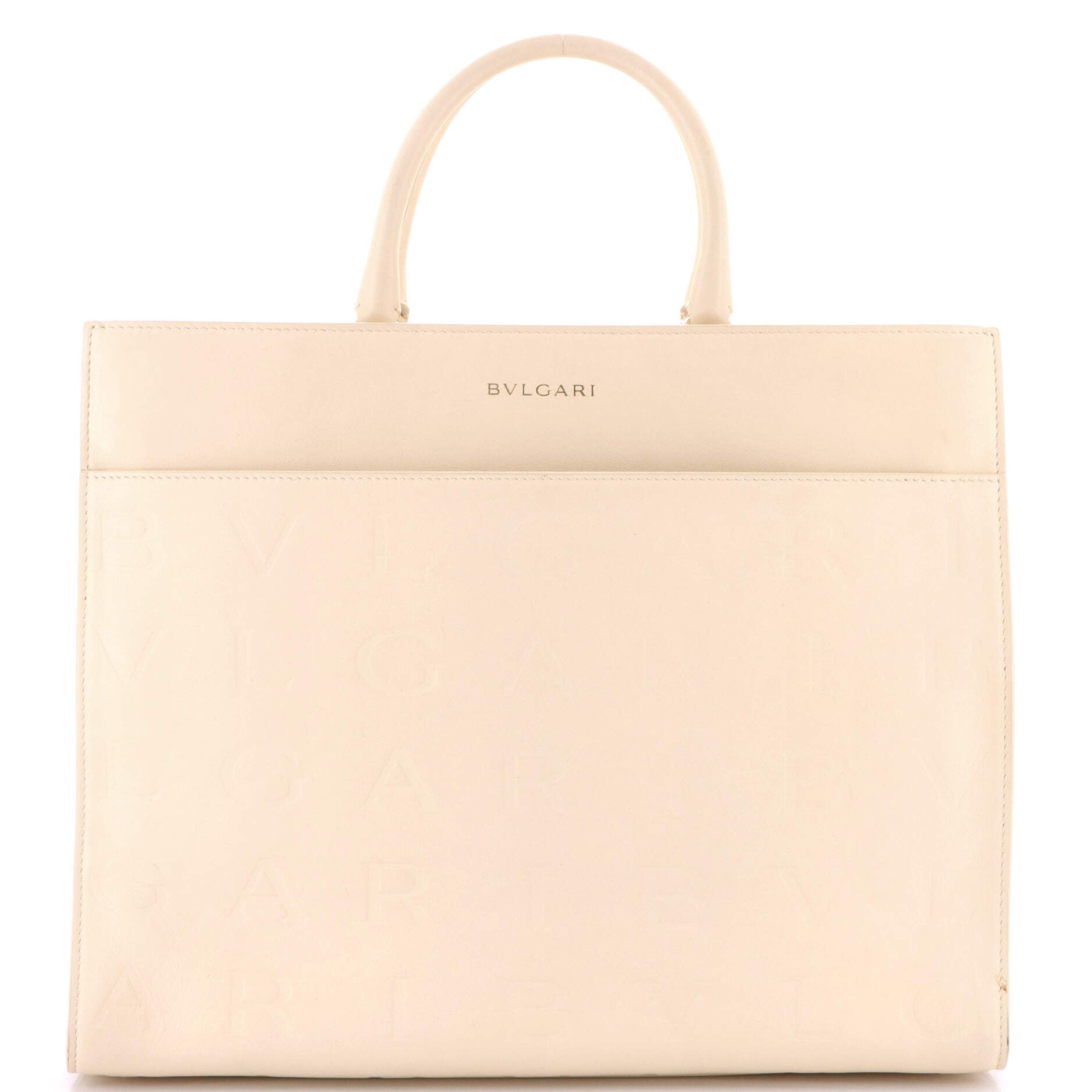 Logo Convertible Tote Embroidered Leather Medium