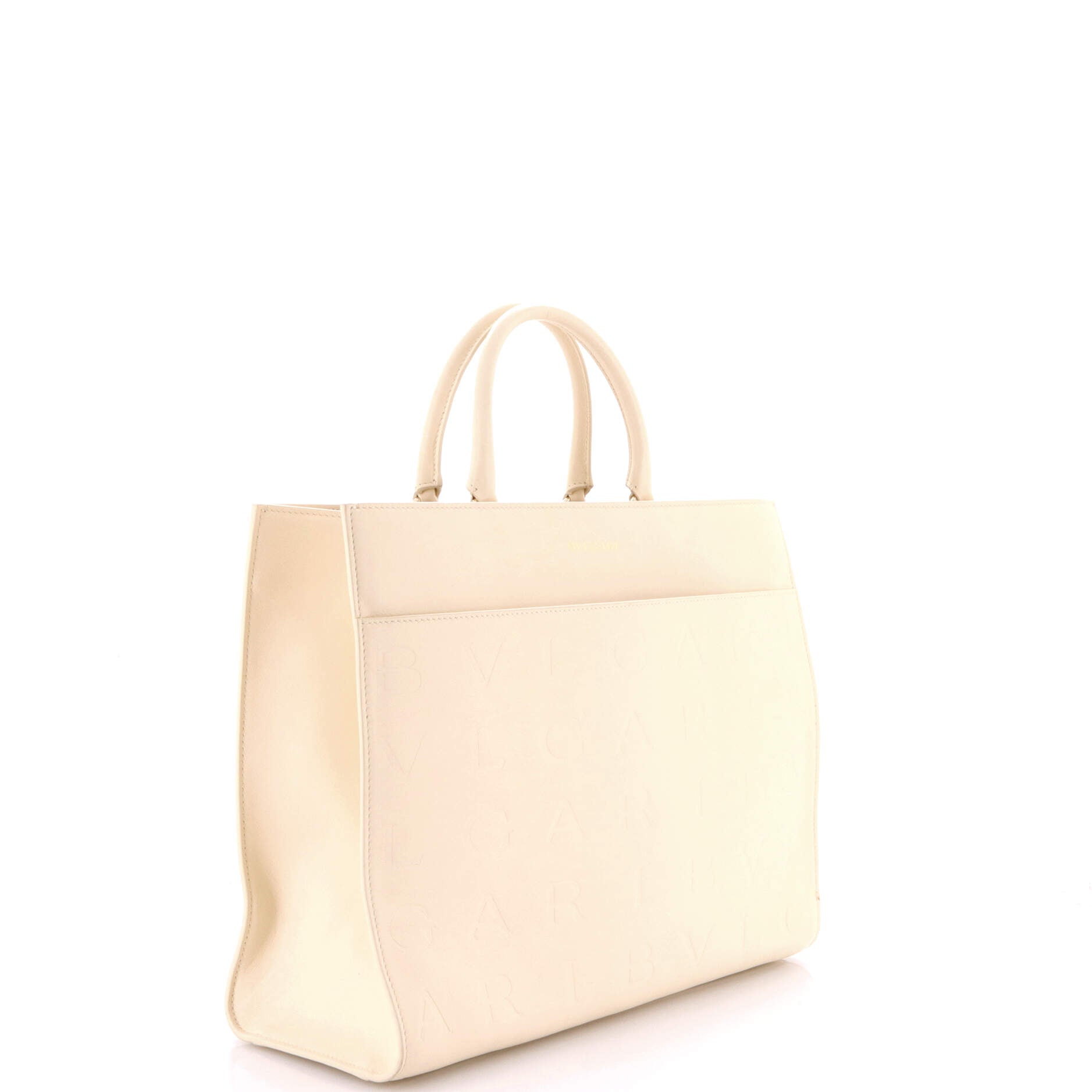 Logo Convertible Tote Embroidered Leather Medium