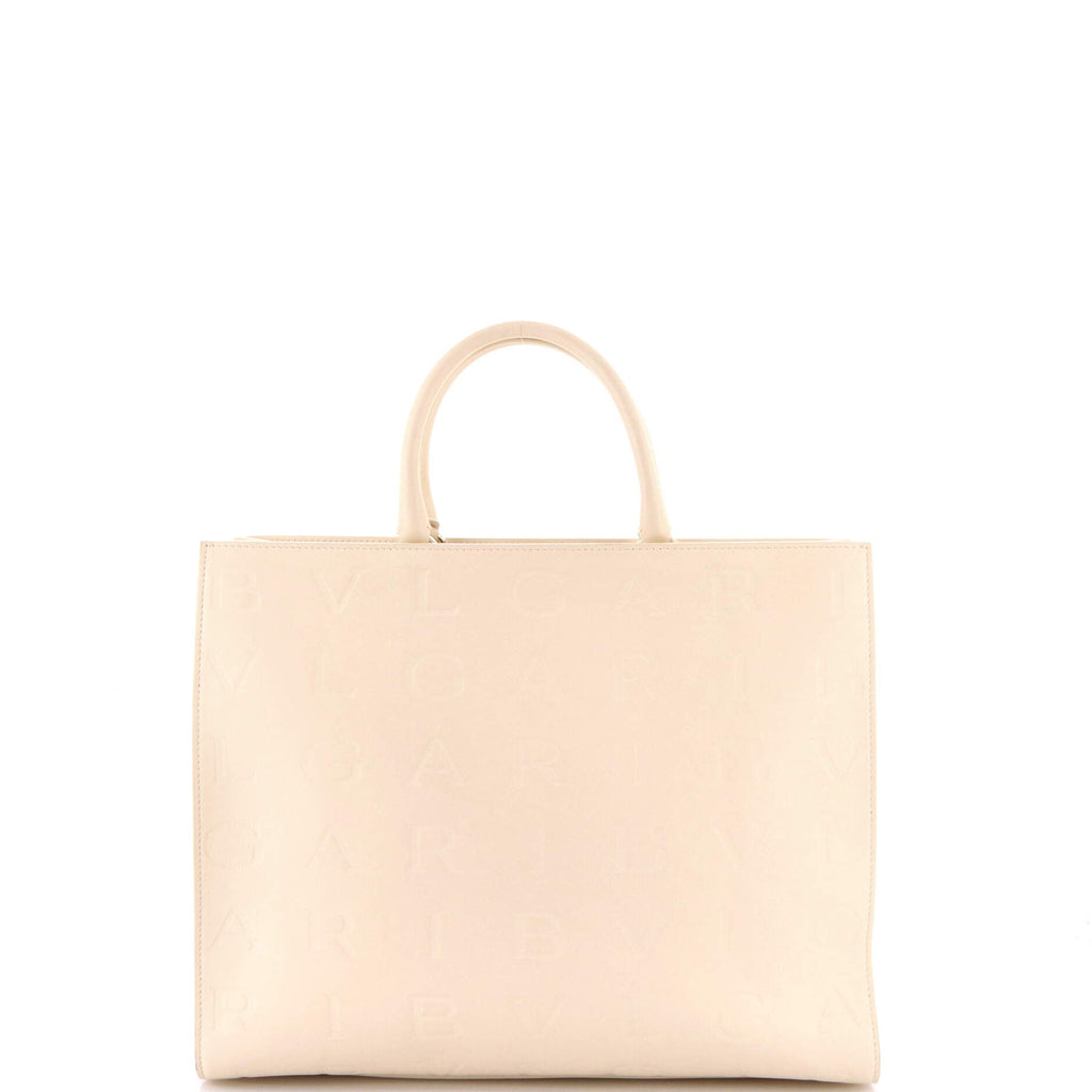 Logo Convertible Tote Embroidered Leather Medium