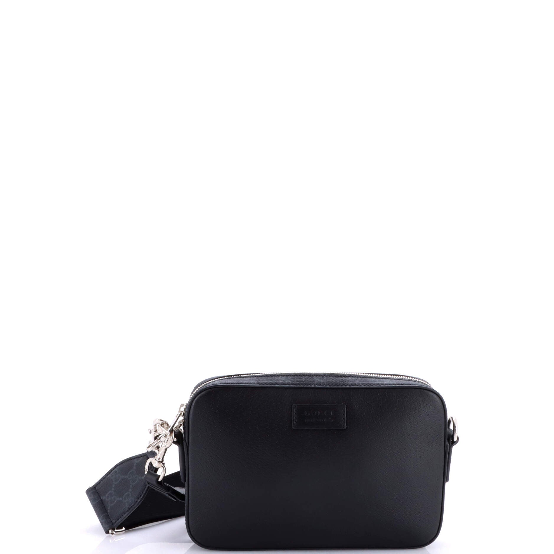 Crossbody Camera Bag Leather and GG Coated Canvas Small
