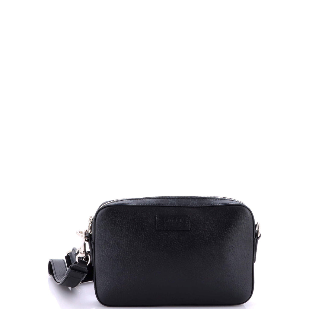 Crossbody Camera Bag Leather and GG Coated Canvas Small