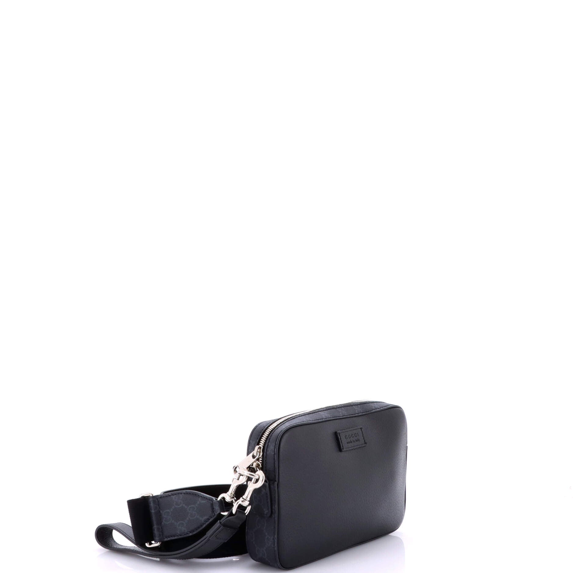 Crossbody Camera Bag Leather and GG Coated Canvas Small