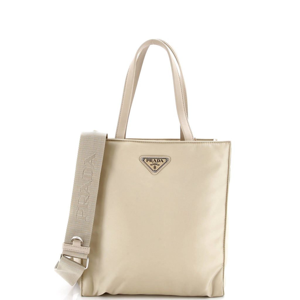 Padded Convertible Shopping Tote Re-Nylon with Leather Medium