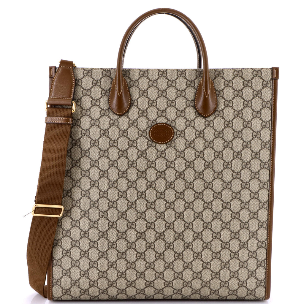 Vertical Structured Top Handle Open Tote GG Coated Canvas Medium