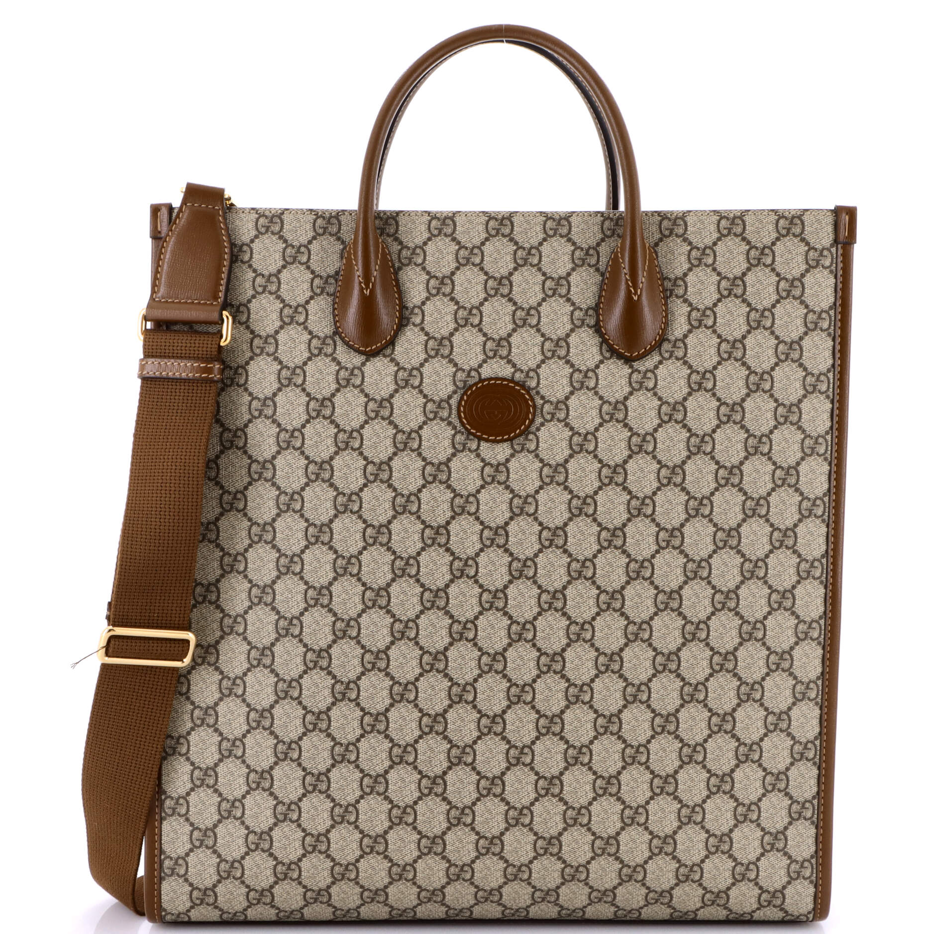 Vertical Structured Top Handle Open Tote GG Coated Canvas Medium