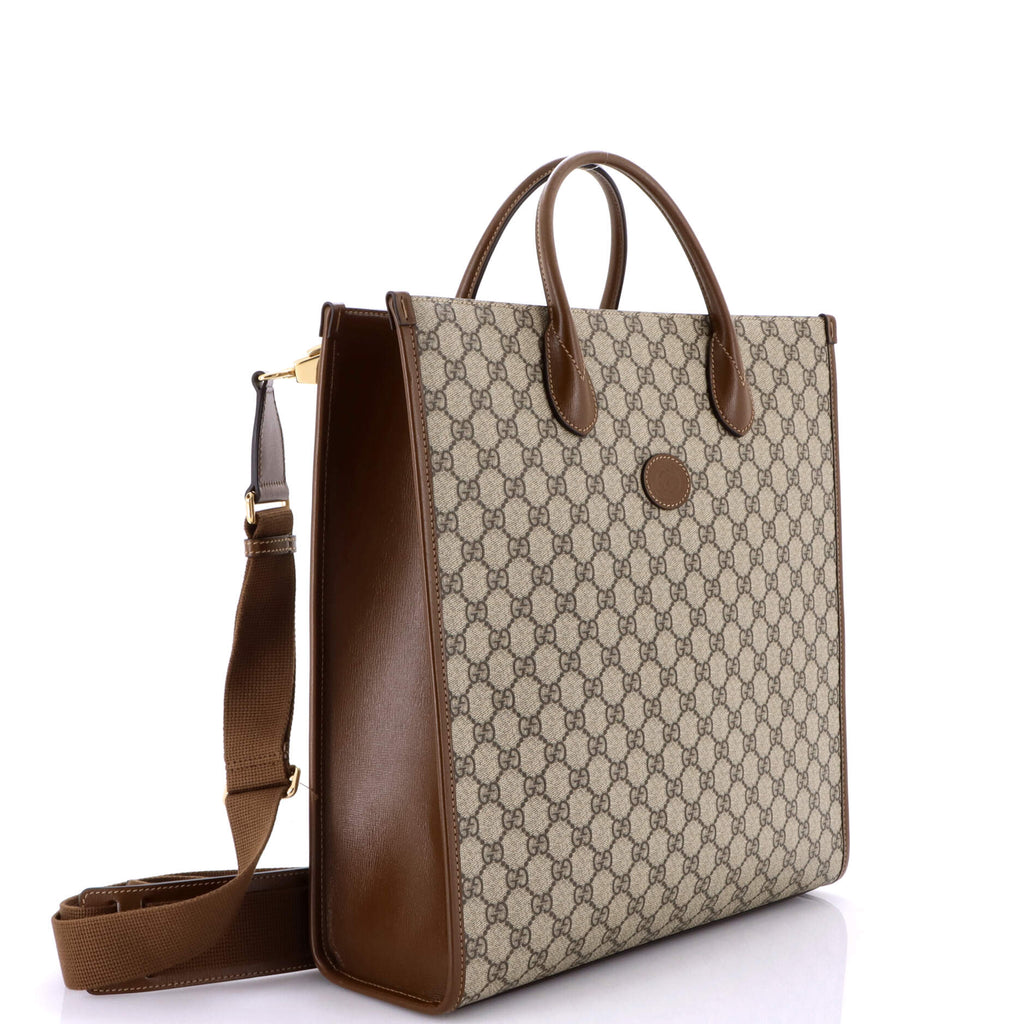 Vertical Structured Top Handle Open Tote GG Coated Canvas Medium