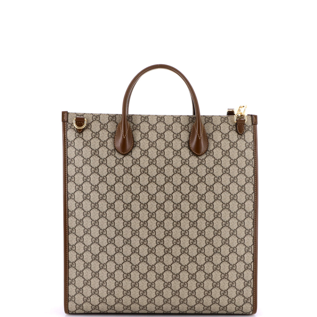 Vertical Structured Top Handle Open Tote GG Coated Canvas Medium