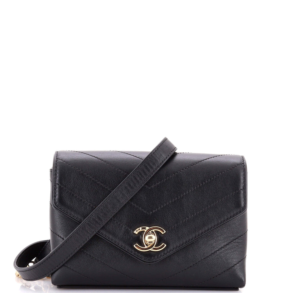 Coco Chevron Waist Bag Stitched Calfskin