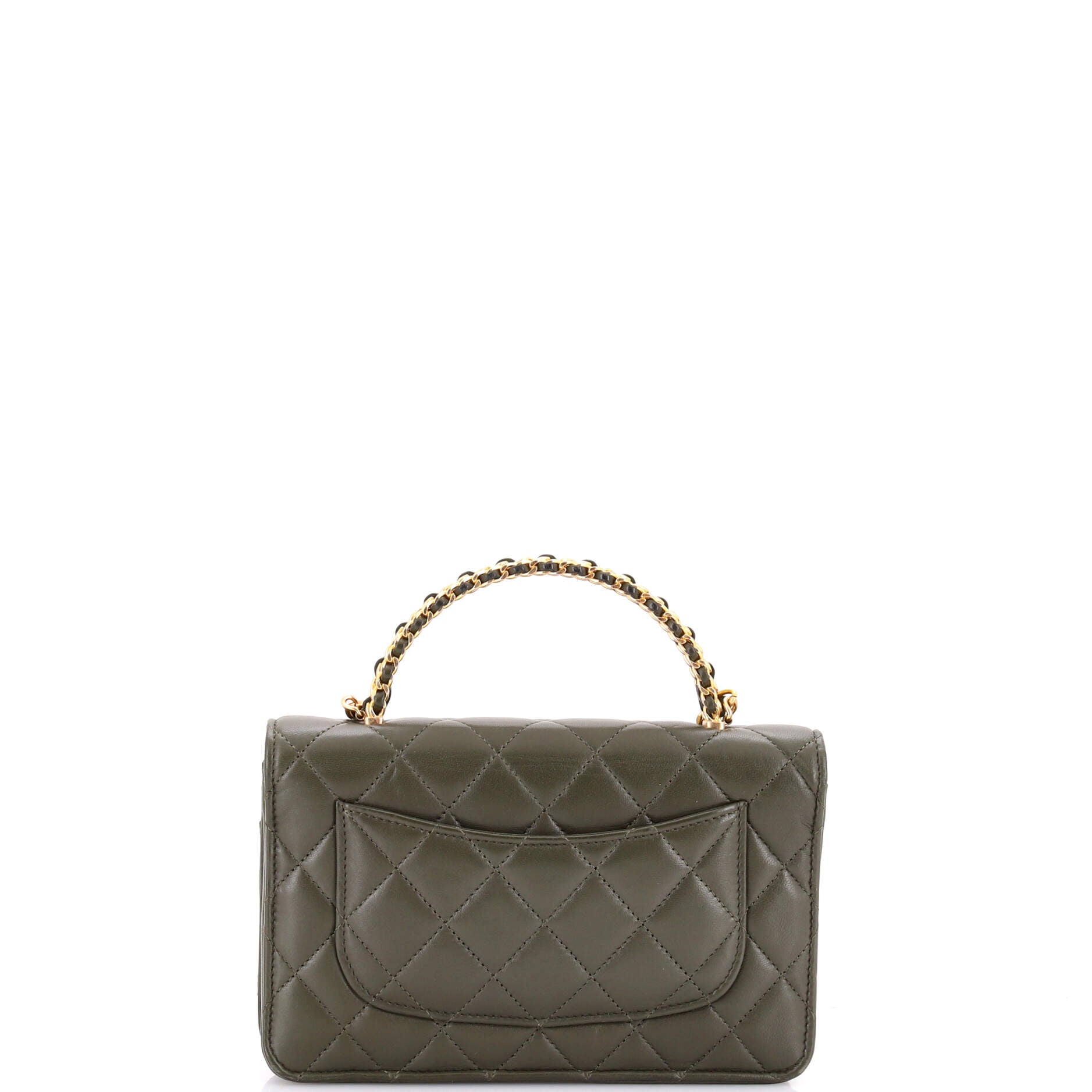 Woven Top Handle CC Flap Wallet on Chain Quilted Lambskin